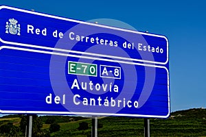 road sign, photo as a background , in principado de asturias, spain europe photo