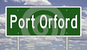 Road sign for Port Orford Oregon
