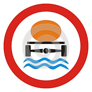 Road sign. Prohibitory sign. No vehicles carrying dangerous water pollutants.