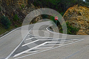 Road sign on the ramification of roads