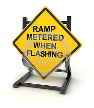 Road sign - ramp metered when flashing photo