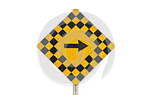 Road Sign with Right Arrow Isolated on a White Background