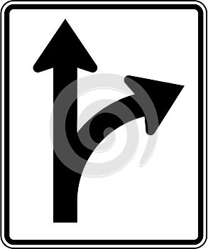 Road Sign Right Turn or Straight