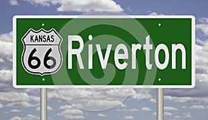 Road sign for Riverton Kansas on Route 66