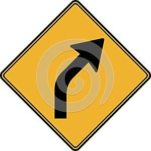 Road sign, the road turns right. Vector image.