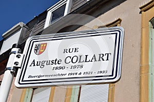 road sign, Rue Auguste Collart