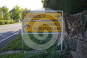 Schengen Road Sign on the Luxembourgish Tri-Border