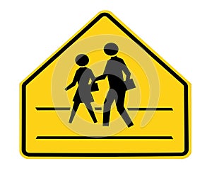 Road sign - school crossing with lines