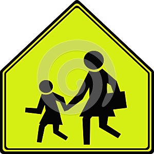 Road sign school pedestrian crossing. Vector image.
