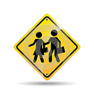 Road sign school zone icon