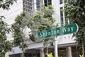 Road sign of Shenton way in Singapore photo