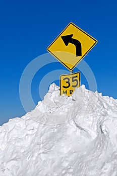 Road Sign in Snow