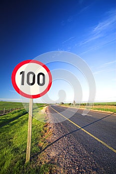 Road sign for speed limit