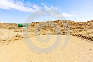 Road sign for Spreetshoogte Pass in Namibia