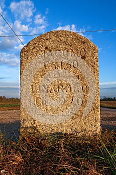 Road sign stone carved engraved indication vision