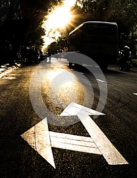 Road Sign at Sunset