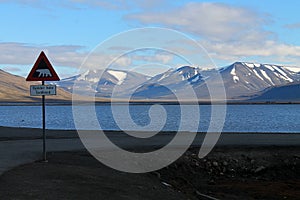 Road sign on Svalbard