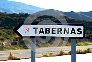 Road sign of Tabernas