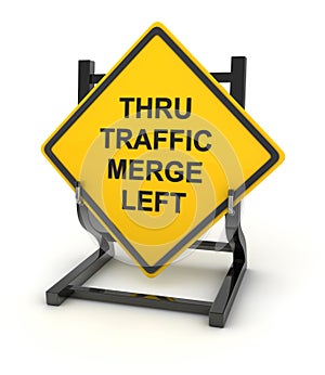 Road sign - thru traffic merge left