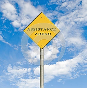 Road sign to assistance