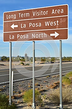 Road sign to Bureau of Land Management campgrounds i Quartzsite Arizona photo