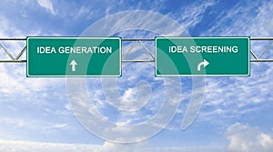 Road Sign to idea generation and screening