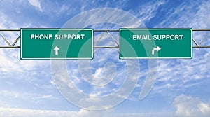 Road sign to phone and email support