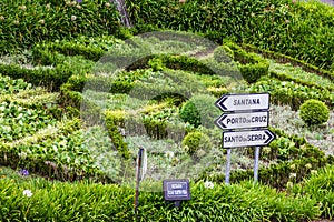 Road sign to Santana, Madeira island, Portugal