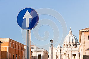 Road sign to St Peter Basilica, Rome