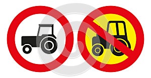 Road sign Tractor passage is prohibited. Vector graphics