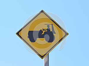 Road sign of tractor passing at Miyakojima island, Okinawa, Japan