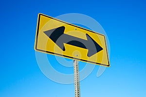 Road Sign Two Black Arrows