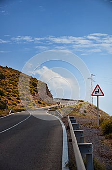 Road sign warning drivers