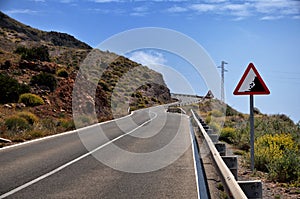 Road sign warning drivers
