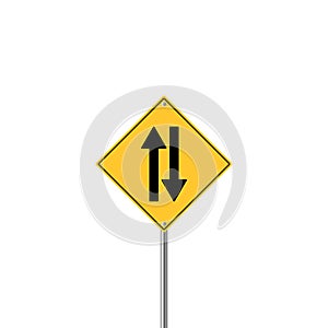 Road Sign Warning Two Way Traffic