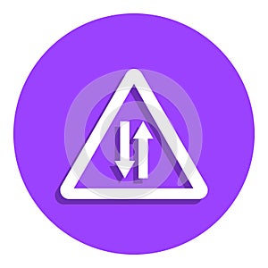 Road Sign Warning Two Way Traffic badge icon. Simple glyph, flat vector of web icons for ui and ux, website or mobile application