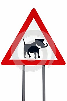 Road sign warning of Warthogs - Isolated