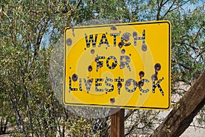 Road sign, watch for livestock