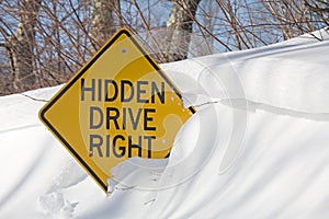 Road sign in winter