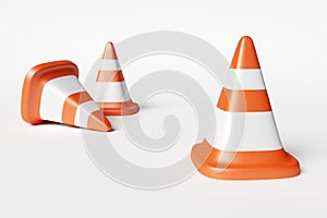 Road signal cone 3d rendering
