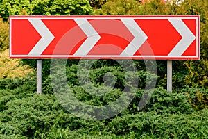 Road signs in the city, road signs close up, road signs are important in traffic turn direction sign