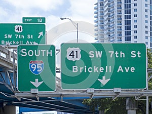 Road signs in downtown Miami, USA