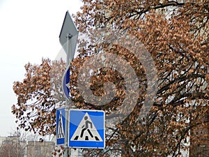 Road signs indicating the direction of movement