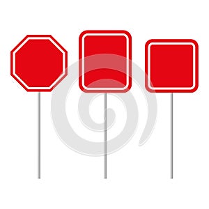 road signs red blank. Sign board promotion. Attention sign. Vector illustration. stock image.