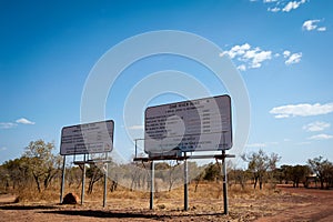 Road signs in remote outback Australia for Gibb River Road and Kalumburu Road