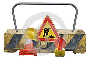 Road signs Roadworks in progress-