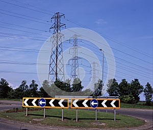 Road Signs on Roundabout