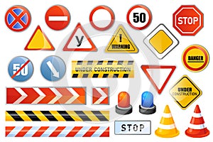 Road signs set graphic elements in flat design. Vector illustration