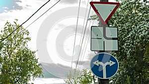 Road signs on a Telegraph pole