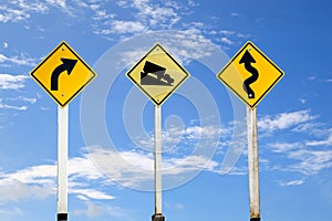 Road signs, traffic signs set on blue sky background,with clipp